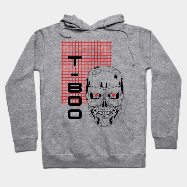 Terminator Skull - T-800 - Laser Grid Cyberpunk Hoodie by Dark & Sticky